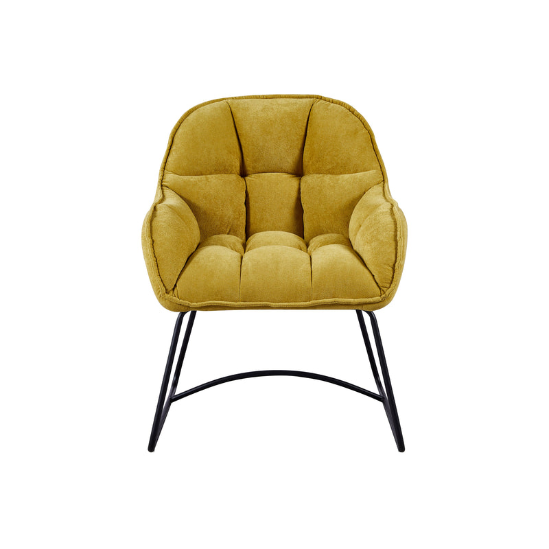 Fauteuil Verona, tissu et pieds en acier, Jaune
