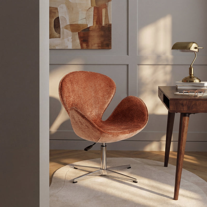 Fauteuil pivotant ZZA10, pieds en métal, Orange
