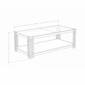 Table basse LINE, 120x60 cm, verre trempé