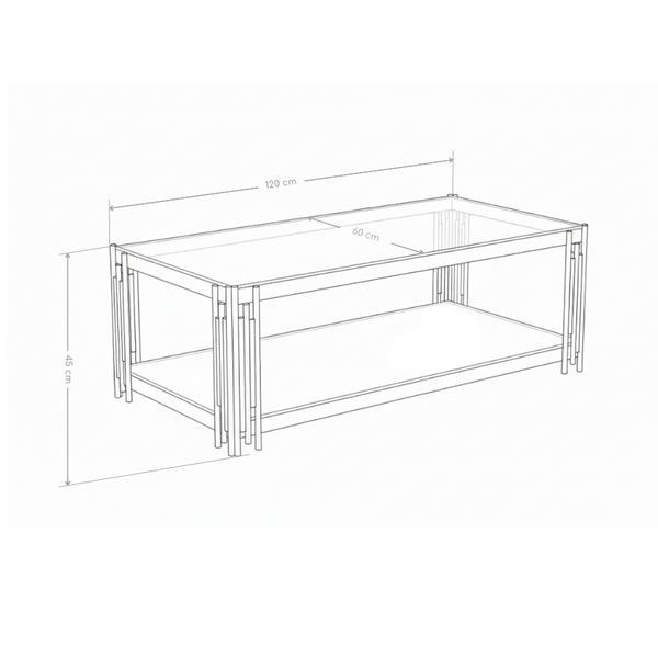 Table basse LINE, 120x60 cm, verre trempé