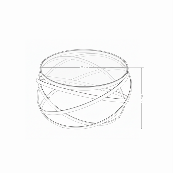 Table basse ORBIT, 80x45 cm en verre trempé