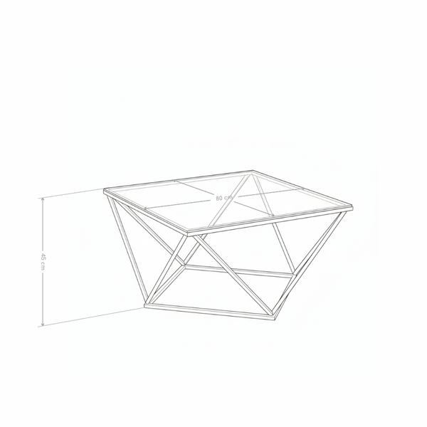 Table basse carrée Nimbus, verre trempé 80 cm