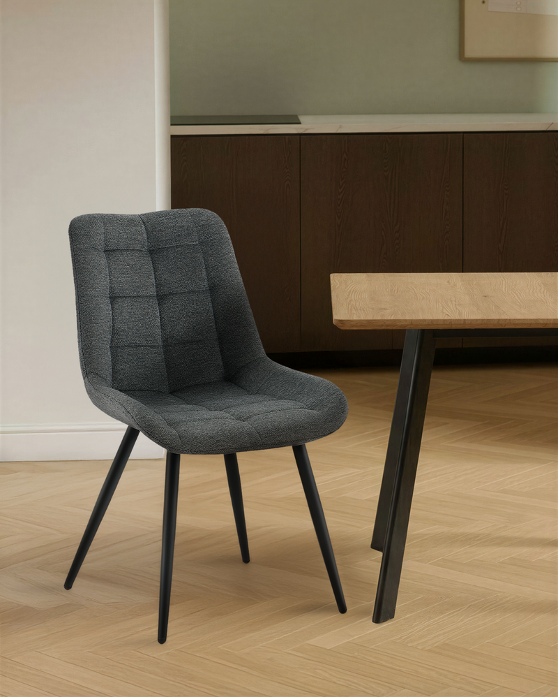 Chaise de salle à manger Avanti, assise rembourrée, Gris foncé
