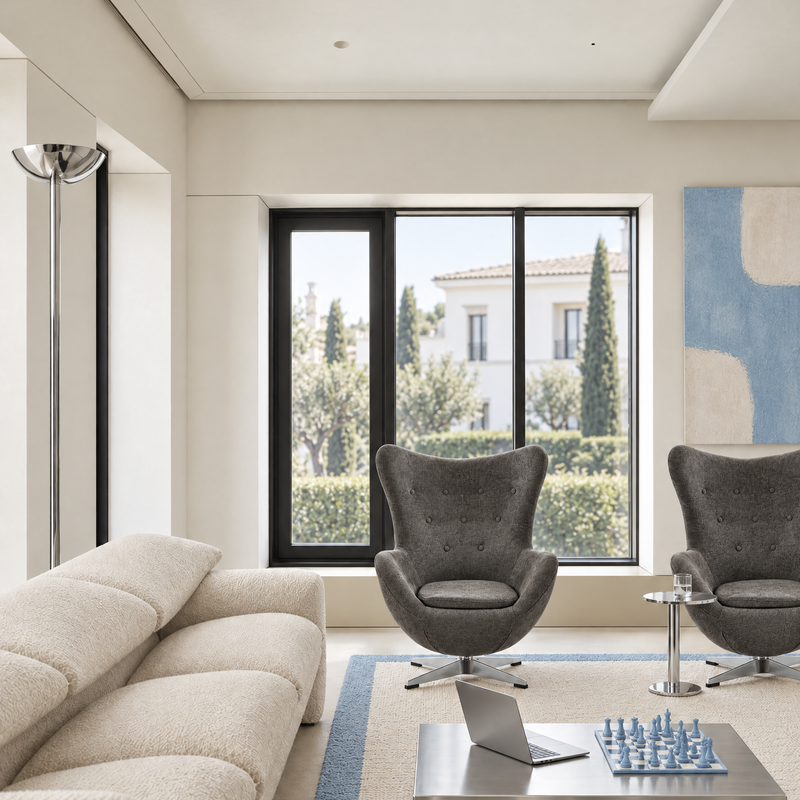 Fauteuil pivotant ZZA01, capitonné et pieds en métal, Beige foncé
