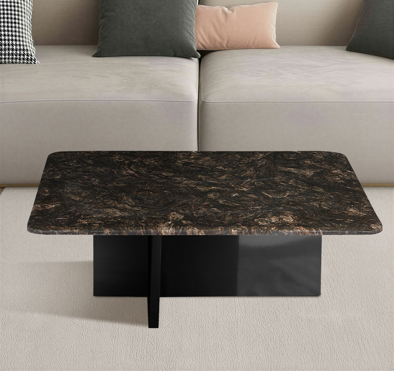 Table basse carrée Horizon, marbre naturel 100x100 cm, Noir
