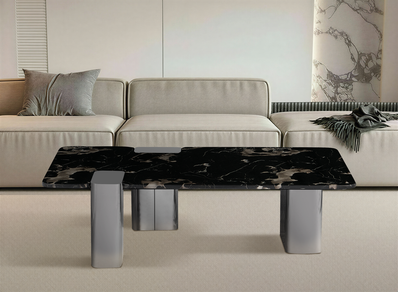 Table basse CALM, pierre naturelle 130x70 cm, Noir
