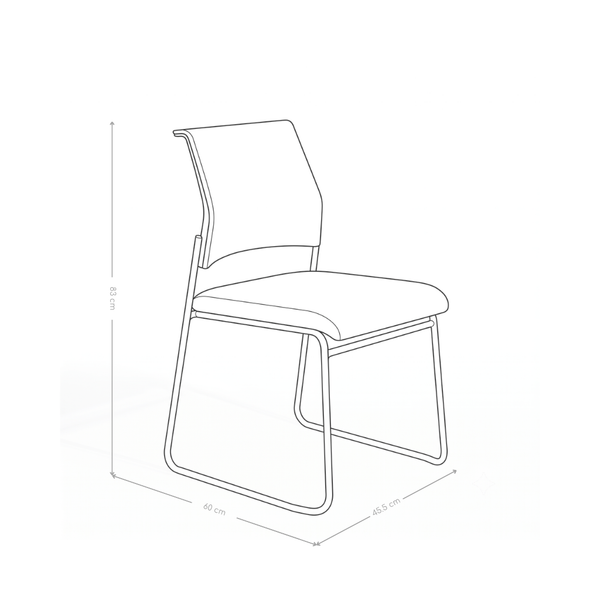 Chaise de conférence D65, dossier résille et piètement luge