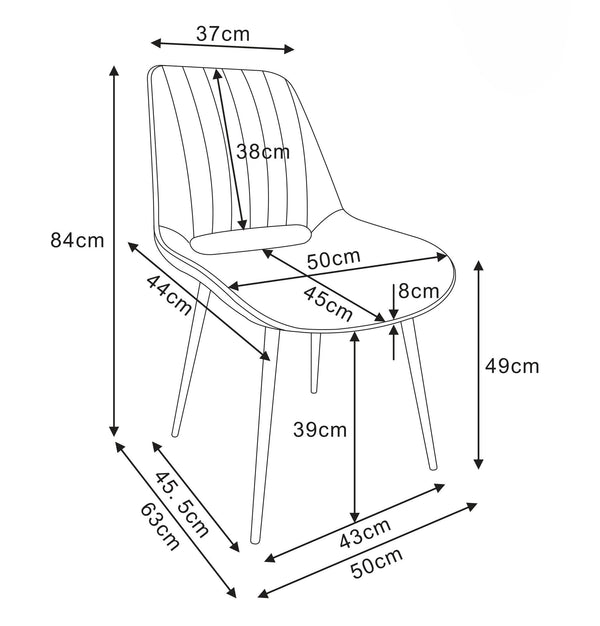 Chaise de salle à manger Amber, pieds en acier poudré