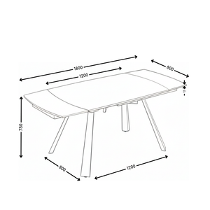 Table à manger Zen, céramique 120–180x80 cm