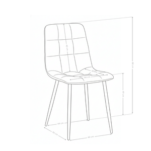 Chaise de salle à manger Eclipse, velours et pieds en acier