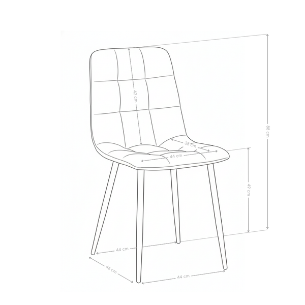 Chaise de salle à manger Eclipse, velours et pieds en acier
