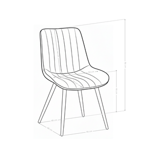 Chaise de salle à manger DR2510, velours et pieds en acier