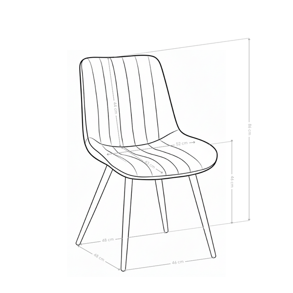 Chaise de salle à manger DR2510, velours et pieds en acier
