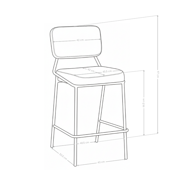 Tabouret de bar DR2511, velours côtelé style loft