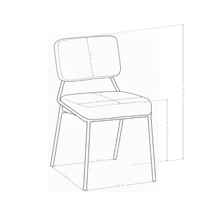 Chaise de salle à manger Harmonia, velours et pieds en acier