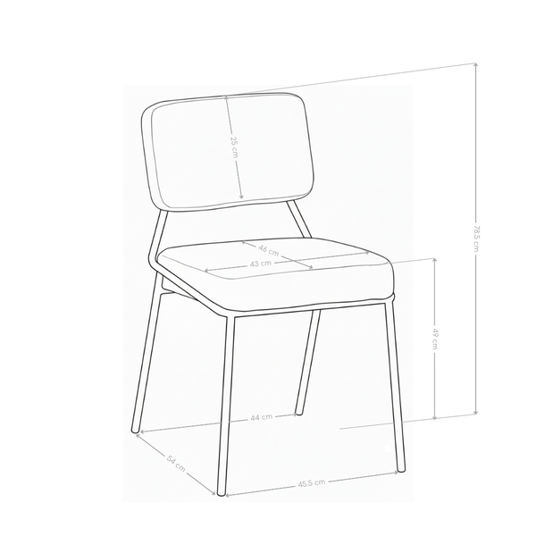 Chaise de salle à manger Harmonia, velours et pieds en acier