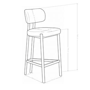 Tabouret de bar DR2514, assise tapissée pieds en acier