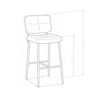 Tabouret de bar DR2515, assise rembourrée et pieds en acier