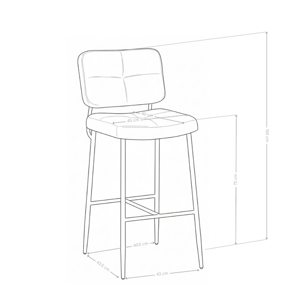 Tabouret de bar DR2515, assise rembourrée et pieds en acier