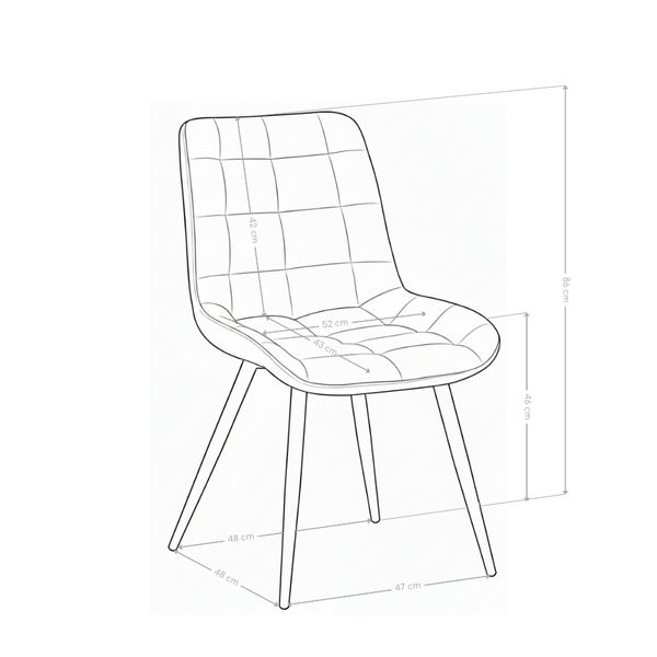 Chaise de salle à manger DR2516, velours et acier