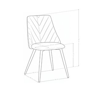 Chaise de salle à manger Zephyr, velours et pieds en acier