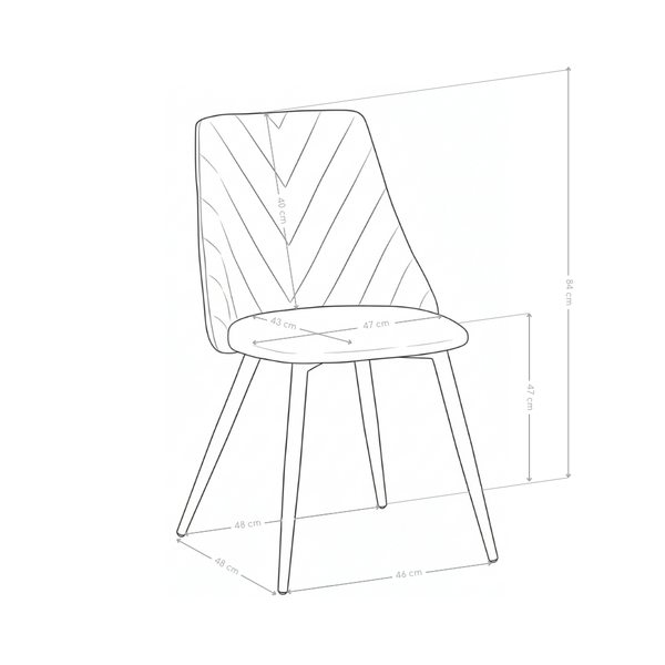 Chaise de salle à manger Zephyr, velours et pieds en acier