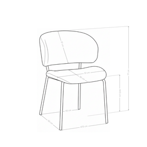 Chaise de salle à manger Luminairen, pieds en acier