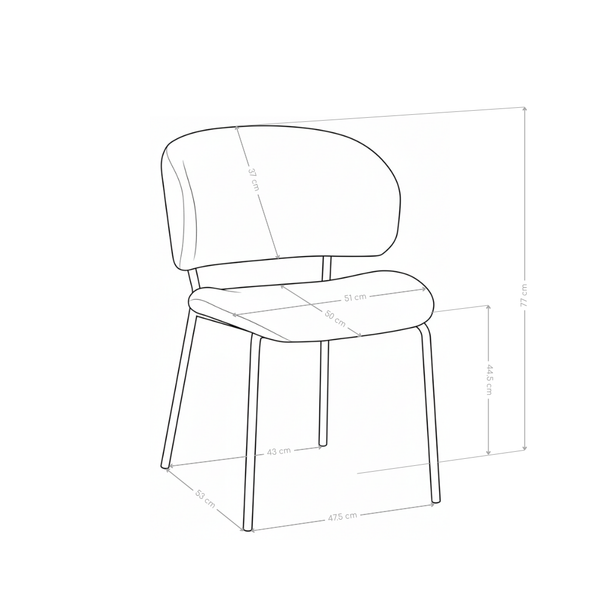 Chaise de salle à manger Luminairen, pieds en acier