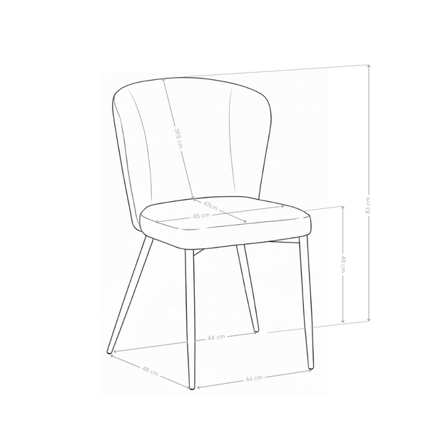 Chaise de salle à manger Solstice, rembourrée et pieds en acier