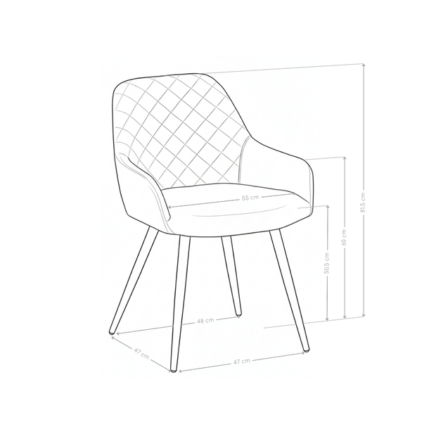 Chaise de salle à manger DR2522, velours et pieds en acier