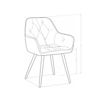 Chaise de salle à manger Mirage, velours et pieds en acier