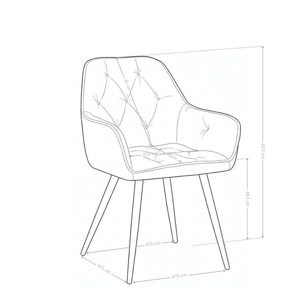 Chaise de salle à manger Mirage, velours et pieds en acier