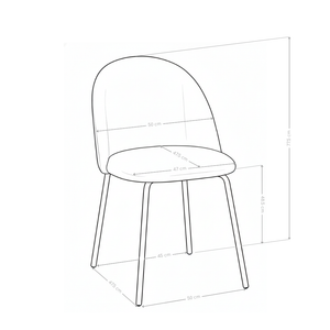 Chaise de salle à manger DR252, velours et acier