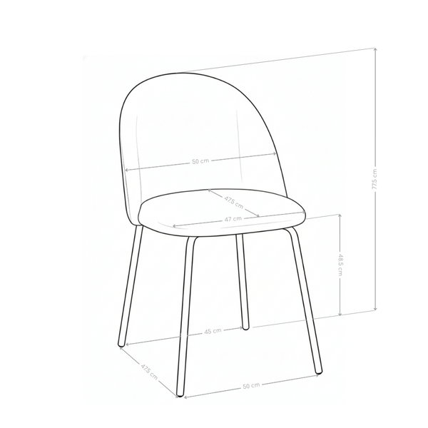 Chaise de salle à manger DR252, velours et acier