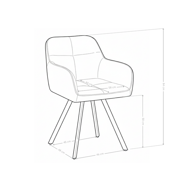 Chaise de salle à manger Aetheria, en velours et acier