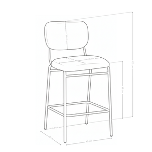 Tabouret de bar DR256, velours et pieds en acier