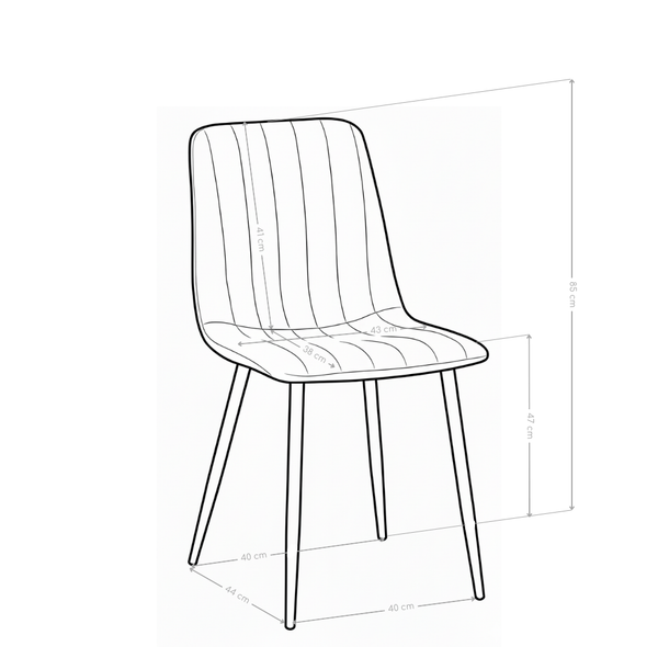 Chaise de salle à manger Seraphis, velours et pieds en acier