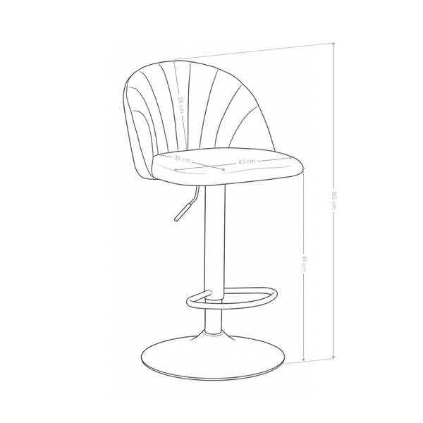 Tabouret de bar DR259, pivotant et réglable
