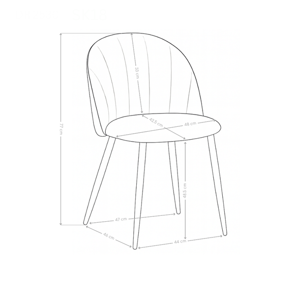 Chaise de salle à manger 2530, velours style loft
