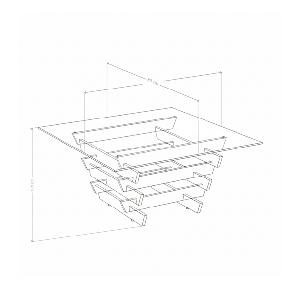 Table basse LUSTER, 80×80 cm en verre trempé