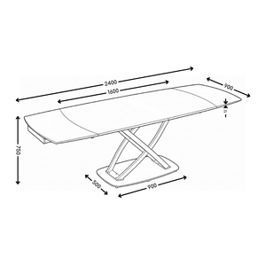 Table à manger Axis, extensible 160–240x90 cm céramique