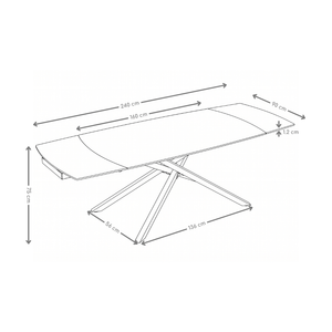 Table à manger Axis Calacatta, extensible, plateau céramique