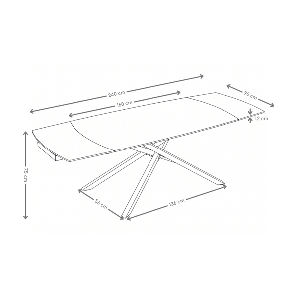 Table à manger Axis Calacatta, extensible, plateau céramique