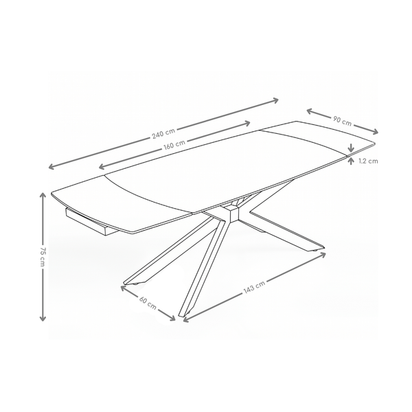 Table de salle à manger DT-6006-1, extensible céramique 160–240x90