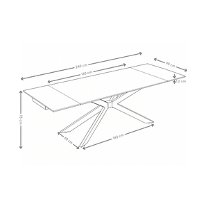 Table à manger DT-6006, céramique extensible 160–240x90 cm