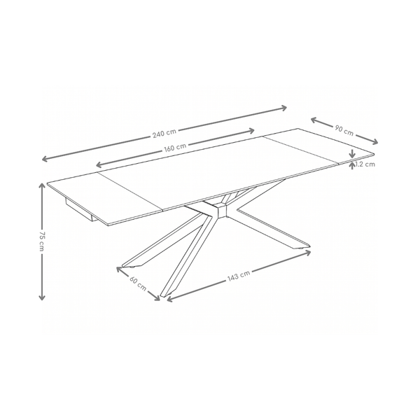 Table à manger DT-6006, céramique extensible 160–240x90 cm