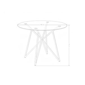 Table à manger Breeze, ronde en verre trempé 100 cm