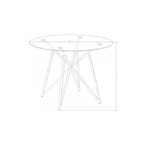 Table à manger Breeze, ronde en verre trempé 100 cm