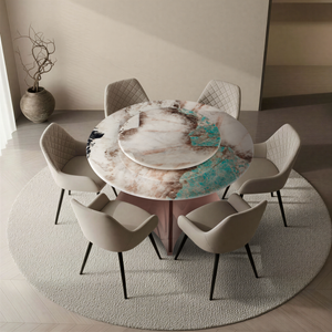 Table à manger Dusk, ronde en marbre à deux niveaux