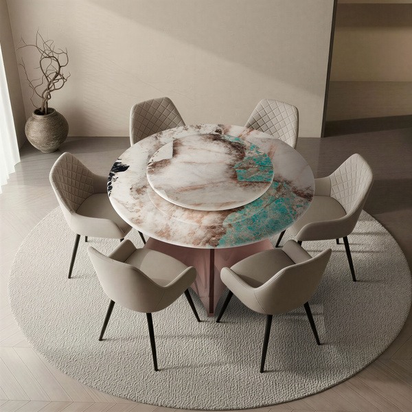 Table à manger Dusk, ronde en marbre à deux niveaux